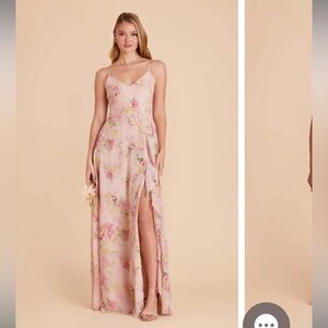 Birdy Grey Theresa Chiffon Dress Pink Vintage Floral Bridesmaid Flowy M